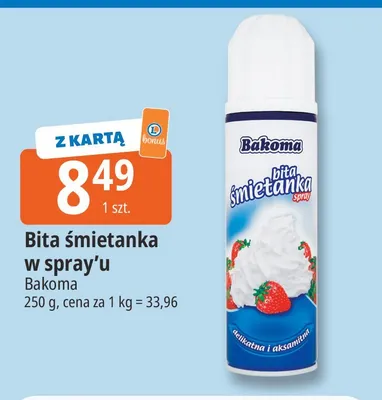 Bita śmietana w spray'u Bakoma promocja w Leclerc