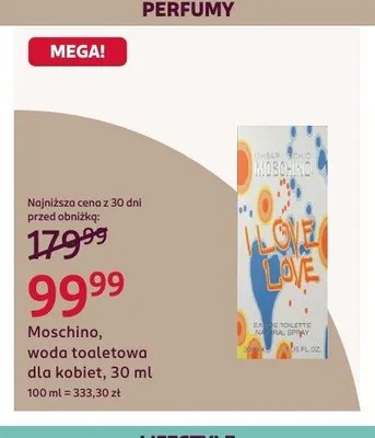 Woda toaletowa dla kobiet Moschino I Love Love promocja w Rossmann