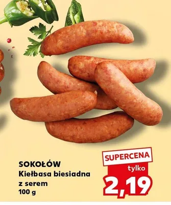 Kiełbasa biesiadna z serem Sokołów promocja w Kaufland