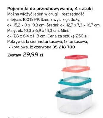 Pojemniki do przechowywania 4-pak promocja w Tchibo