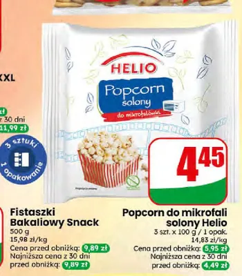 Popcorn do mikrofali solony Helio 3-pak promocja w Dino