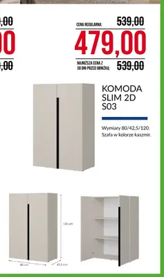Komoda Slim 2D S03 Abra Meble promocja w Abra Meble