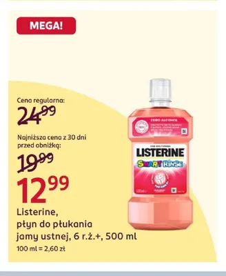 Płyn do płukania jamy ustnej 6 r.ż.+ Listerine promocja w Rossmann