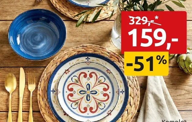 Komplet obiadowy Terra 18 elementów ceramika promocja w Black Red White