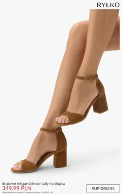 Sandały na słupku Ryłko brązowe eleganckie promocja w Ryłko
