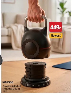Odważnik kettlebell z regulacją 2-20 kg Kayoba promocja w Jula
