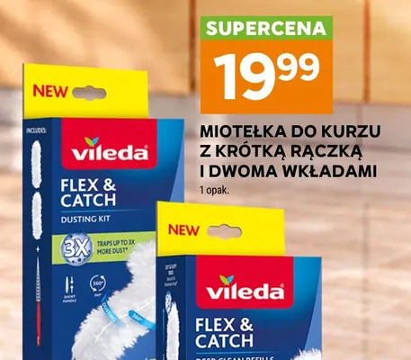 Miotełka do kurzu z krótką rączką i dwoma wkładami Vileda promocja w Stokrotka