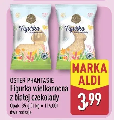 Figurka wielkanocna z białej czekolady promocja w Aldi