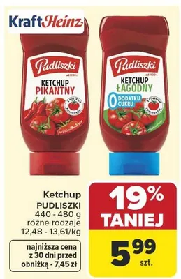 Ketchup pikantny Pudliszki promocja w Carrefour