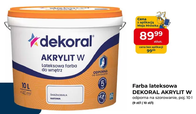 Farba lateksowa Dekoral Akrylit W promocja w PSB Mrówka