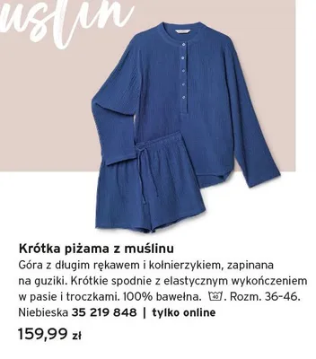 Krótka piżama z muślinu z długim rękawem Tchibo promocja w Tchibo