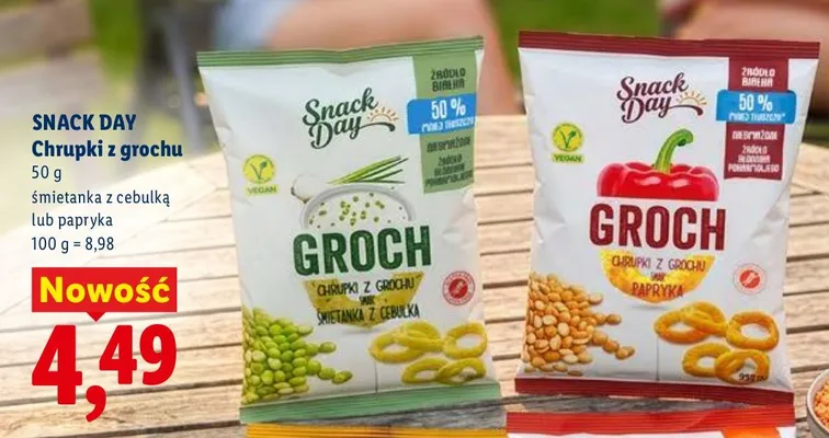 Chrupki z grochu Snack Day papryka promocja w Lidl