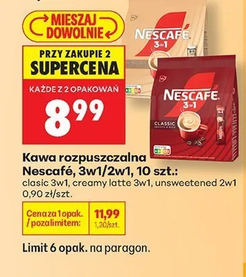 Kawa rozpuszczalna Nescafé 2w1 Classic promocja w Biedronka