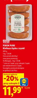 Kiełbasa śląska z szynki Pikok Pure promocja w Lidl