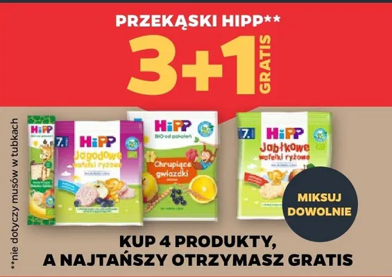 Przekąski Hipp 3+1 GRATIS promocja w Netto
