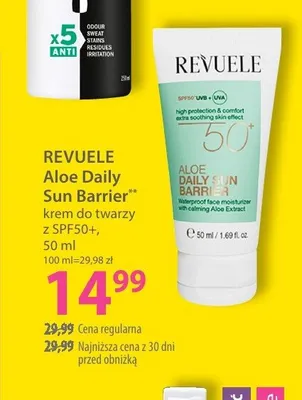Krem do twarzy Revuele Aloe Daily Sun Barrier SPF50+ promocja w Hebe