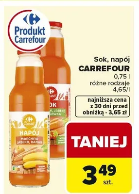 Sok napój CARREFOUR 0,75l różne rodzaje promocja w Carrefour Market