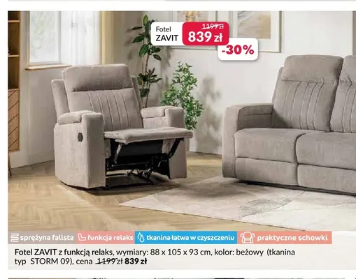 Fotel Zavit z funkcją relaks promocja w Salony Agata