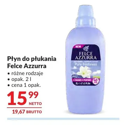 Płyn do płukania Felce Azzurra Pure Freshness promocja w Makro