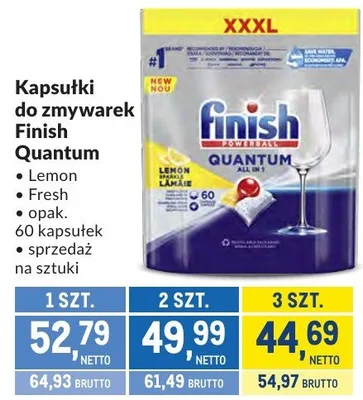 Kapsułki do zmywarek Finish Quantum Lemon, Fresh promocja w Makro