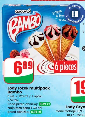 Lody rożek multipack promocja w Dino
