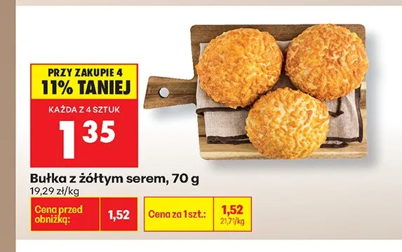 Bułka z żółtym serem promocja w Biedronka