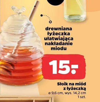 Słoik na miód z łyżeczką ø9,6cm wys.14,2cm Netto promocja w Netto