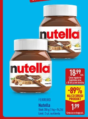 Nutella FERRERO promocja w Aldi