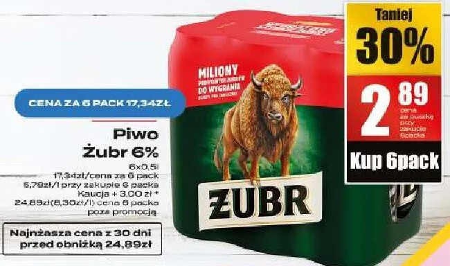 Piwo Żubr 6% promocja w Supeco