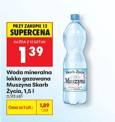 Woda mineralna lekko gazowana Muszyna promocja w Biedronka