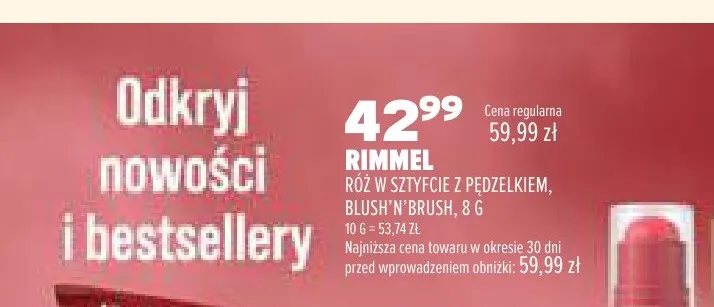 Róż w sztyfcie z pędzelkiem Blush'n'Brush Rimmel promocja w Drogerie Natura