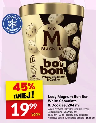 Lody Magnum Bon Bon White Chocolate & Cookies promocja w Twój Market