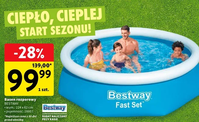 Basen rozporowy Bestway Fast Set 224x62cm pojemność 1880l promocja w Intermarche