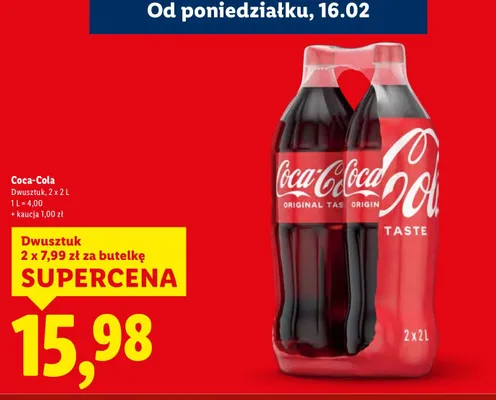 Napój gazowany dwusztuk 2x2l promocja w Lidl