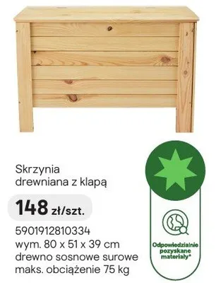 Skrzynia drewniana z klapą promocja w Castorama