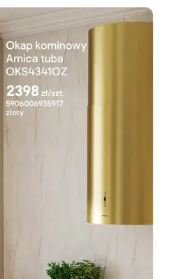 Okap kominowy Amica tuba OKS4341OZ złoty promocja w Castorama