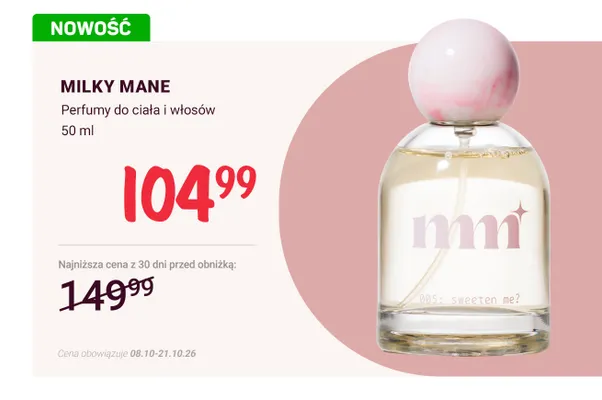 Perfumy do ciała i włosów Milky Mane promocja w Rossmann