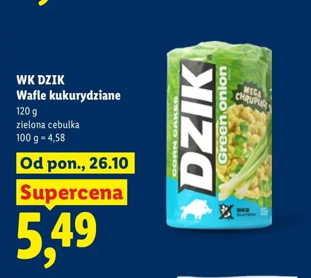 Wafle kukurydziane zielona cebulka WK Dzik promocja w Lidl