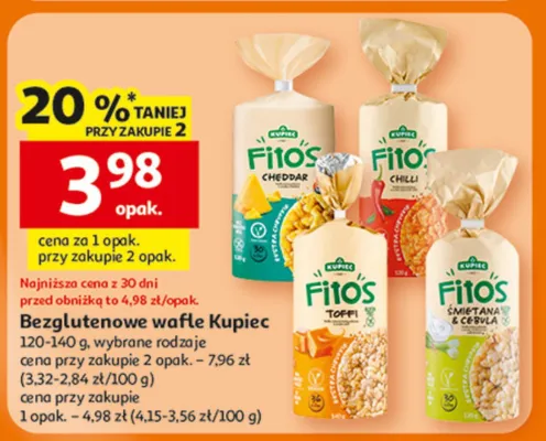Bezglutenowe wafle Kupiec Cheddar, Chilli, Toffi, 4 Zboża promocja w Auchan