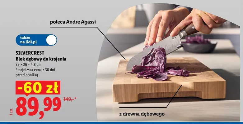 Blok dębowy do krojenia Silvercrest promocja w Lidl