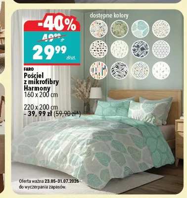 Pościel z mikrofibry FARO Harmony 220x200cm promocja w Biedronka Home