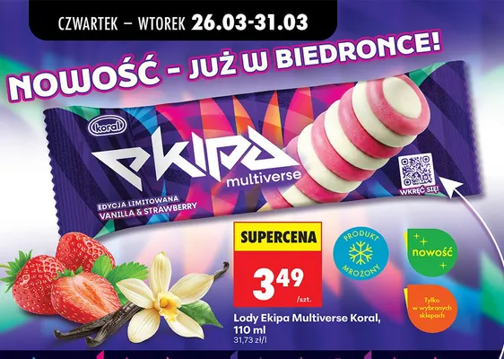 Lody Ekipa Multiverse vanilla & strawberry promocja w Biedronka