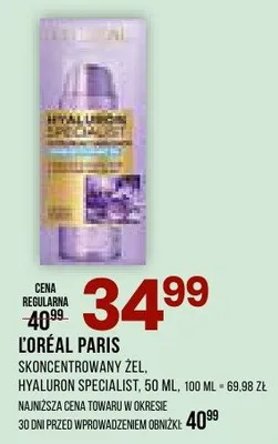 Skoncentrowany żel L'Oréal Paris Hyaluron Specialist promocja w Drogerie Natura