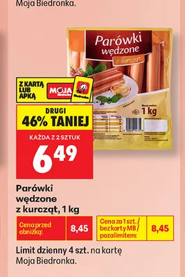 Parówki wędzone z kurcząt promocja w Biedronka