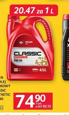 Olej silnikowy Classic Synthetic 5W-40 ORLEN OIL 4,5l promocja w Selgros