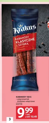 Kabanosy klasyczne drobiowo-wieprzowe Krakus promocja w Selgros