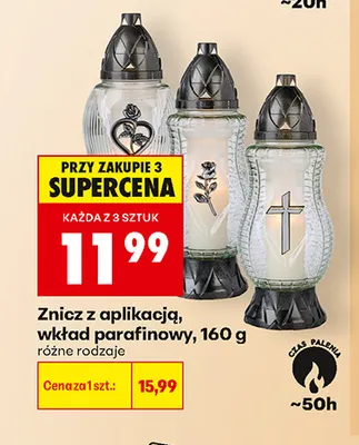 Znicz z aplikacją wkład parafinowy promocja w Biedronka