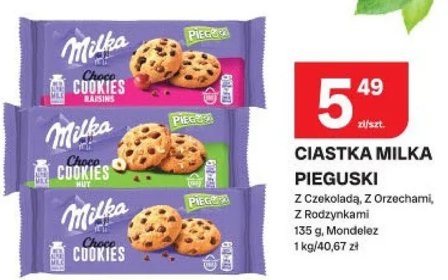 Ciastka pieguski z czekoladą, z orzechami, z rodzynkami promocja w Chorten