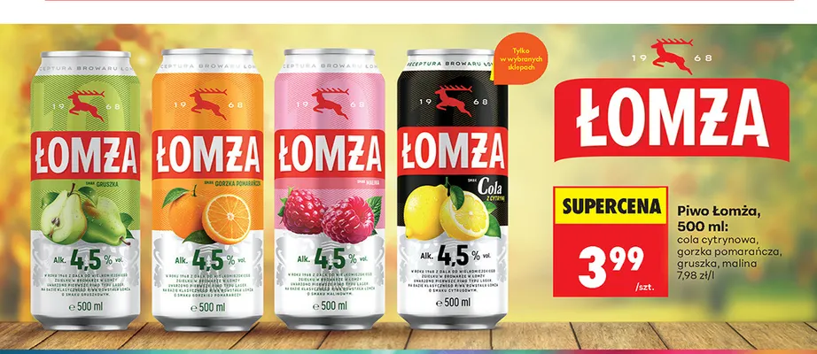 Piwo Łomża malina promocja w Biedronka