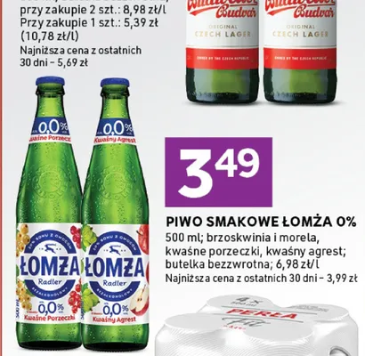 Piwo smakowe Łomża 0% kwaśny agrest promocja w Stokrotka
